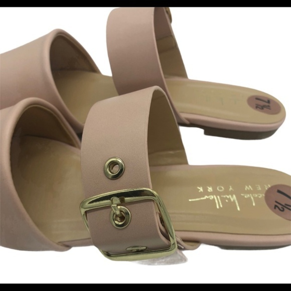 Nicole Miller New York Blush Pink Pointed Toe Buckle Strap Mules Flats 7.5 - Picture 3 of 6